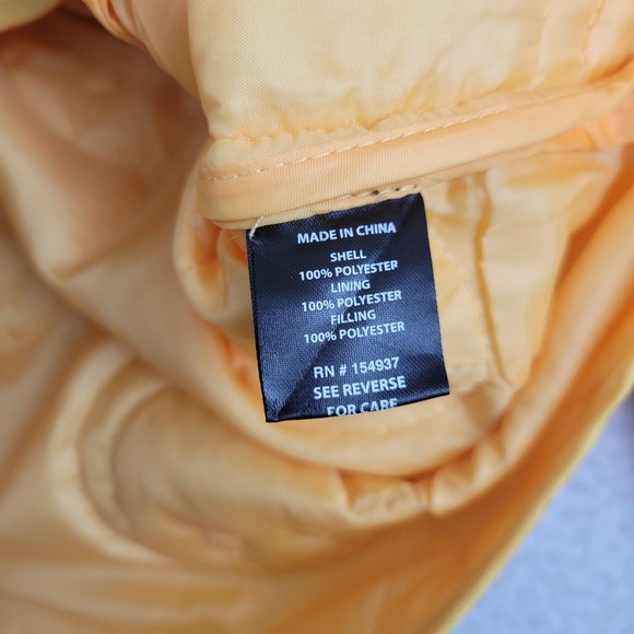 Navy Yard Jacket Mens Small Yellow Quilted Workwear Smiley Face Puffer Polyester - Picture 6 of 8